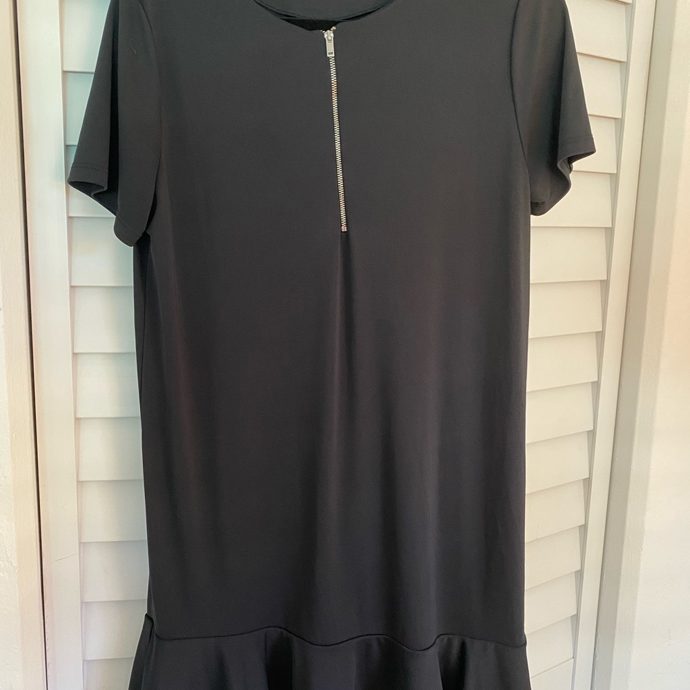 Zara Black Mini Dress with Zipper Detail